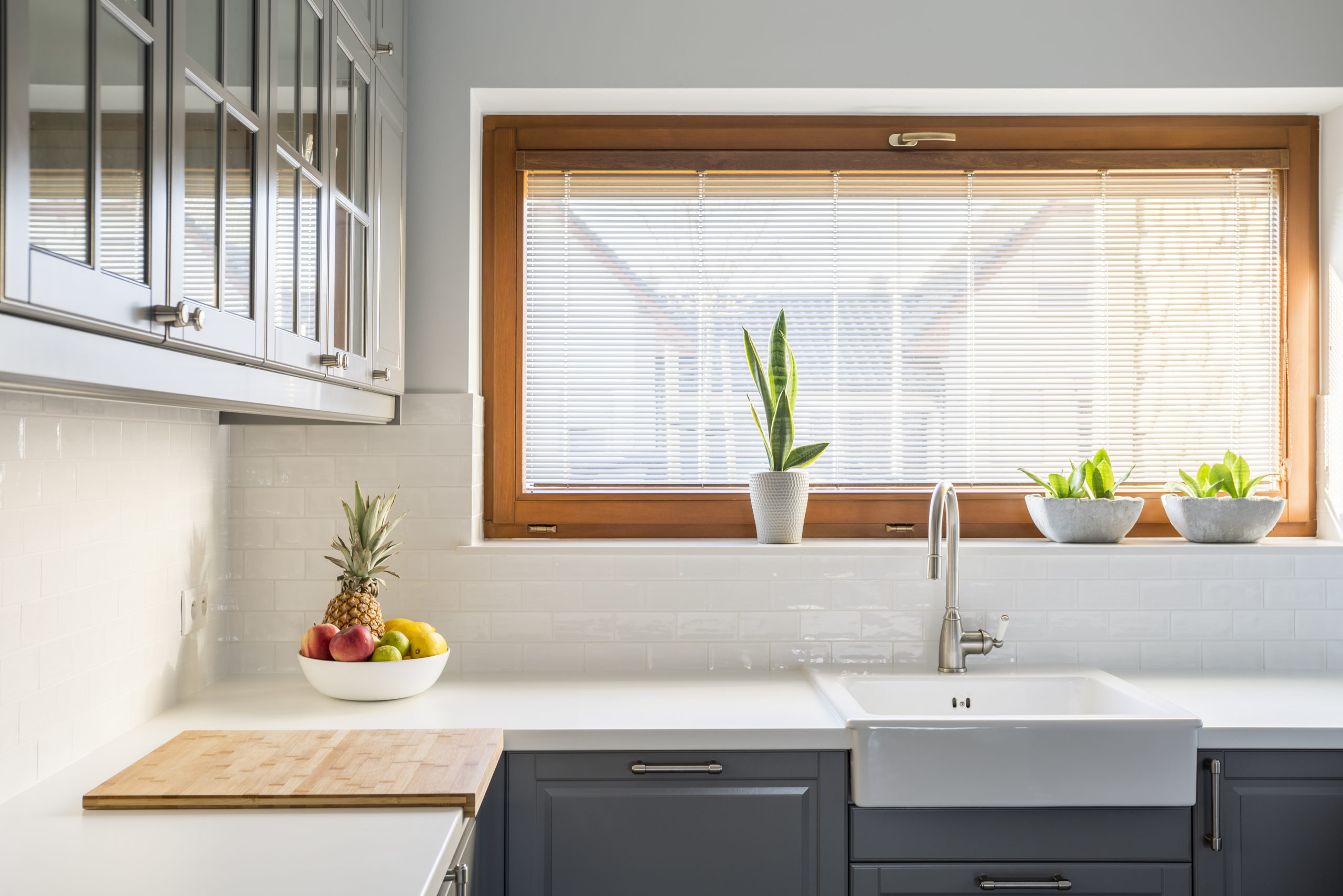 Light kitchen with white countertop